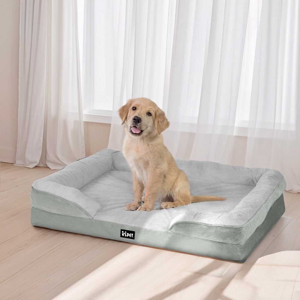 Large Calming Pet Bed – Soft Egg Crate Cushion Sofa with Washable & Removable Cover
