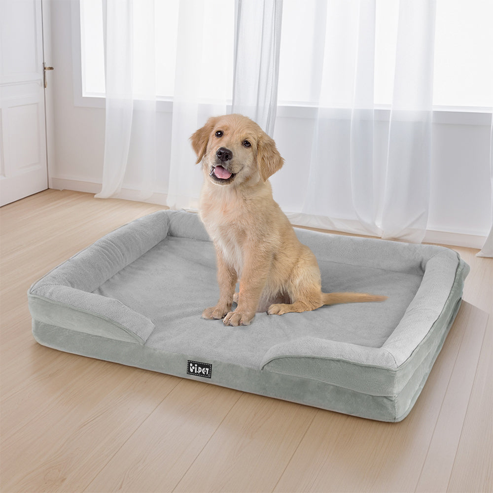 Large Calming Pet Bed – Soft Egg Crate Cushion Sofa with Removable & Washable Cover