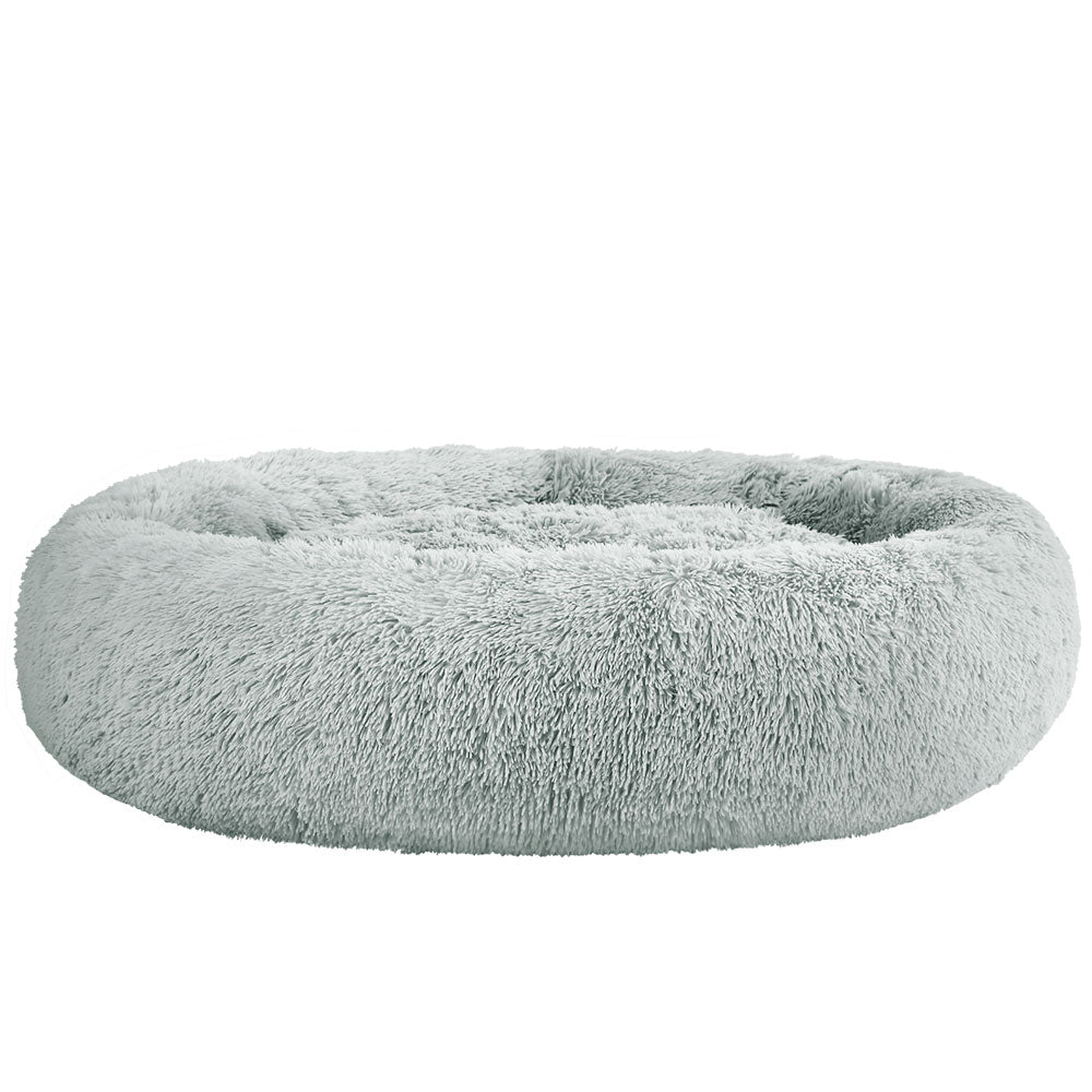 110cm Extra Large Calming Pet Bed – Soft Plush Cushion in Light Grey