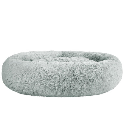 110cm Extra Large Calming Pet Bed – Soft Plush Cushion in Light Grey