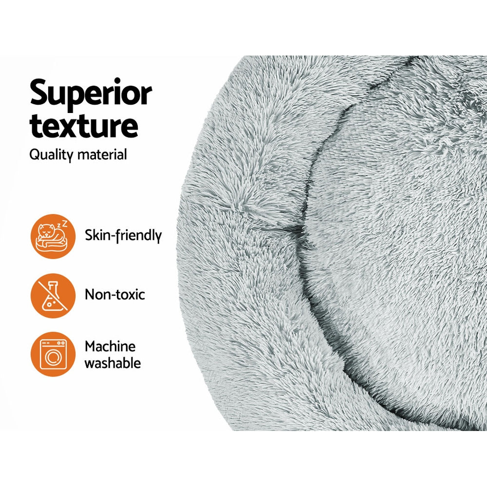 110cm Extra Large Calming Pet Bed – Soft Plush Cushion in Light Grey