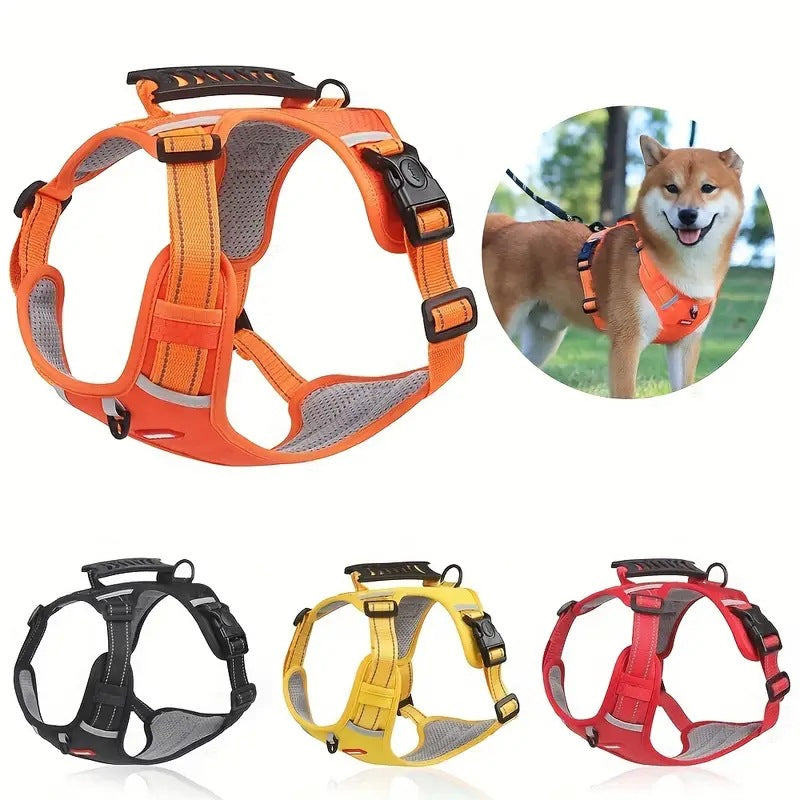 Large Reflective Dog Harness with Leash, No-Pull Vest Harness for Dogs, Adjustable Dog Vest with Handle, Walking Training Pet Harness L size